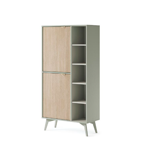 Ensemble meuble TV FOREST couleur Chevrons Scandi / Eucalyptus